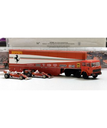 BREKINA 58575 - Fiat 691 T Renntransport-SZ Set, Ferrari, con 2 Ferrari 312 T2 F1 e 6 figurine (1977) - 1:87