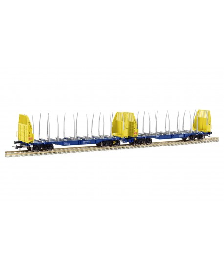SUDEXPRESS H0 657059 Innofreight Sggmrss 90' trasporto tronchi, blu/giallo, VTG ep.VI