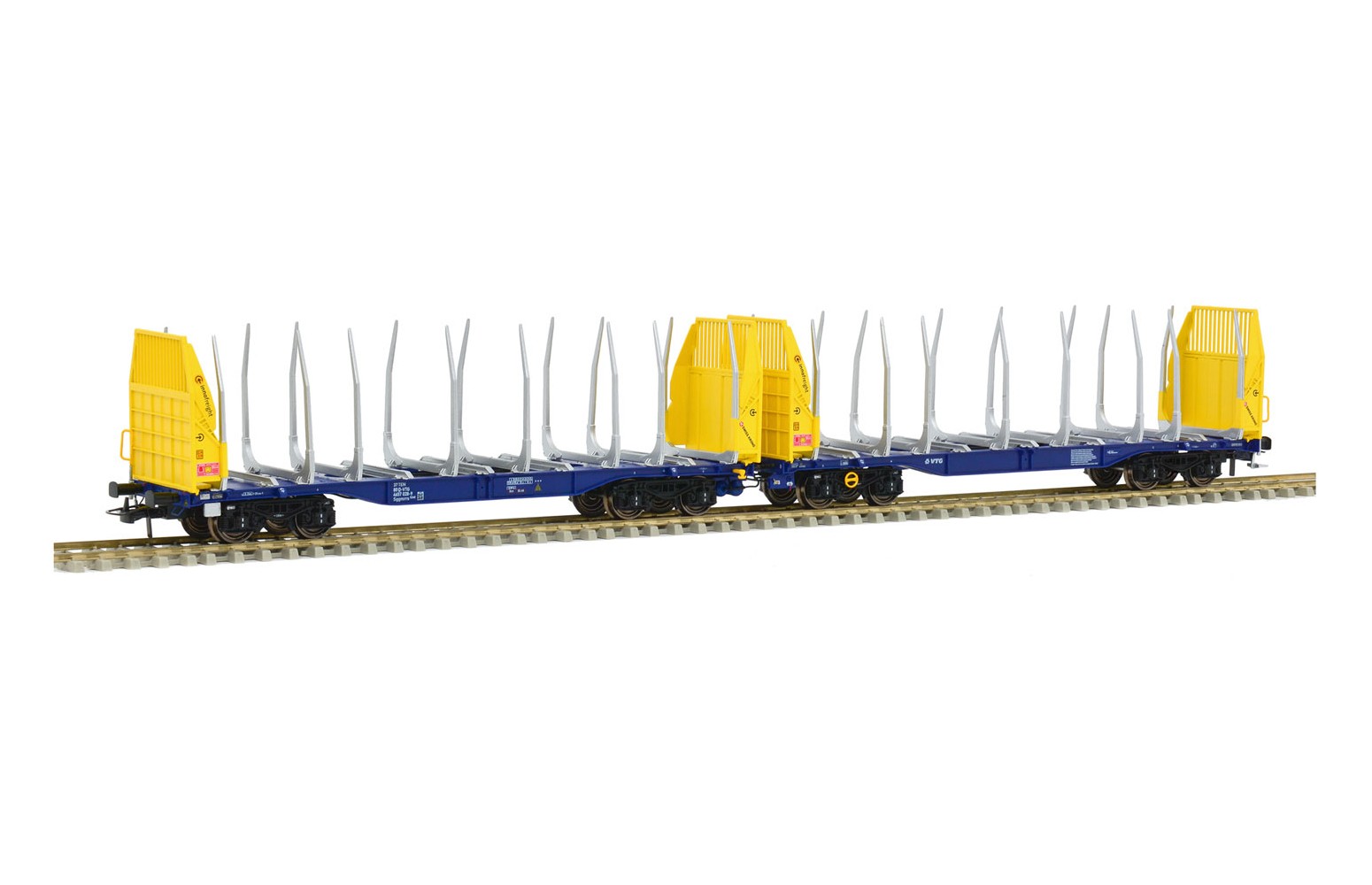 SUDEXPRESS H0 S657028 Innofreight Sggmrss 90' Trasporto Tronchi, Blu/Giallo, SWISS KRONO Ep.VI