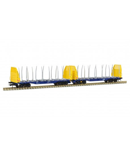 SUDEXPRESS H0 S657028 Innofreight Sggmrss 90' Trasporto Tronchi, Blu/Giallo, SWISS KRONO Ep.VI