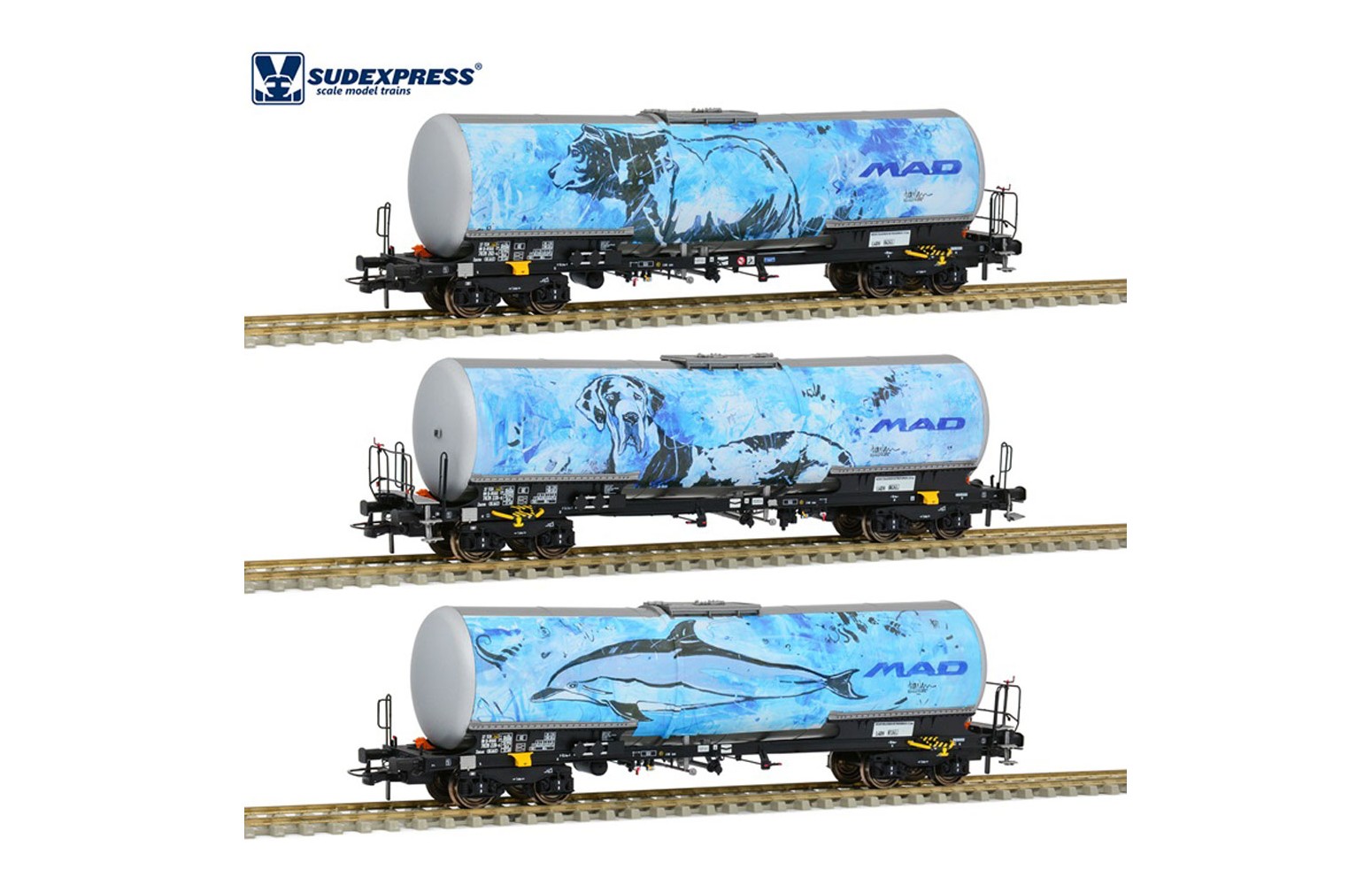 SUDEXPRESS H0 S783901	Set 3 pezzi Zacns MAD Livrea Orso+Alano Arlecchino+Delfino Ep. VI