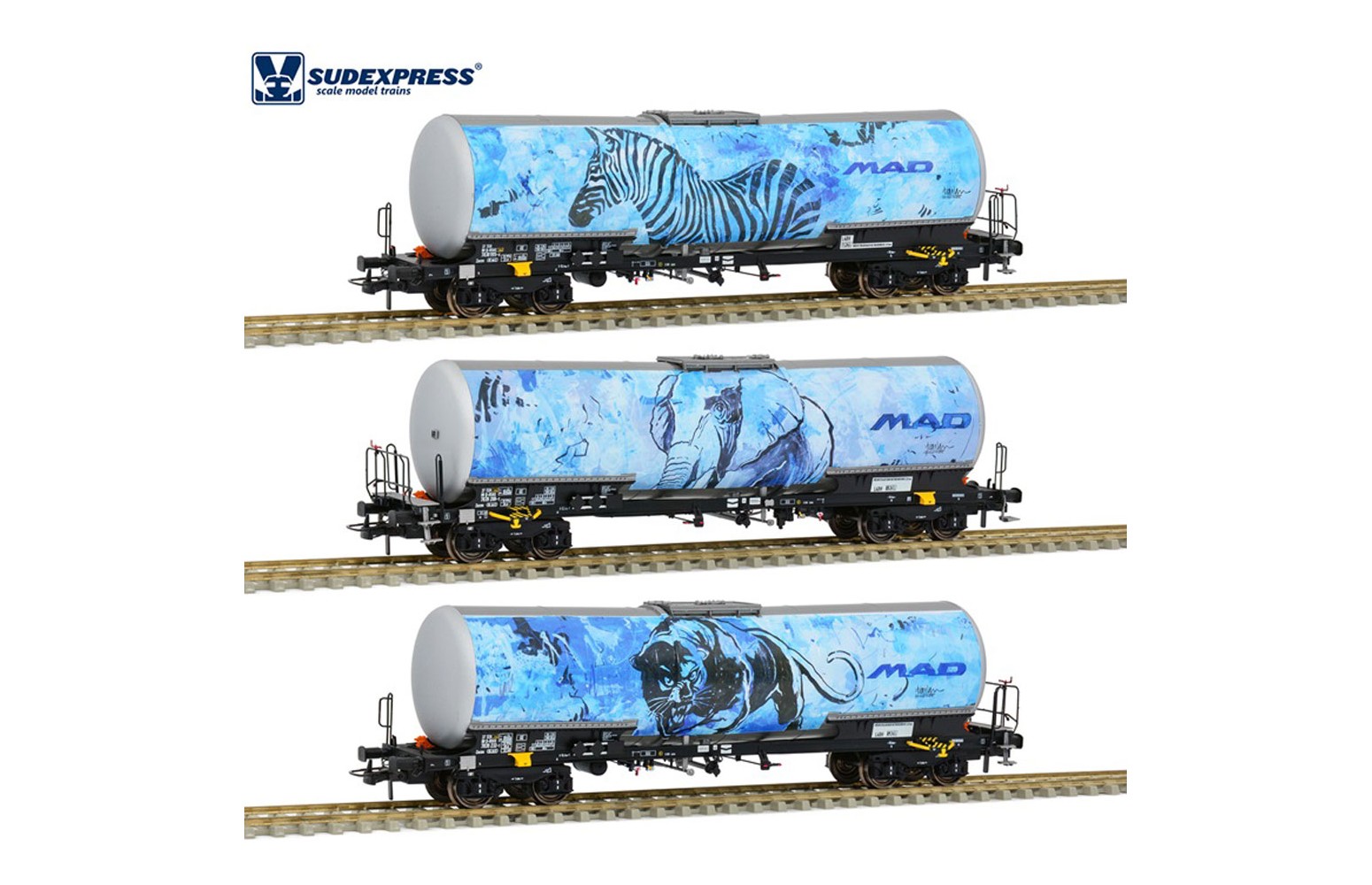 SUDEXPRESS H0 S783902 Set 3 Pezzi Zacns MAD Livrea Zebra+Elefante+Pantera nera Ep. VI