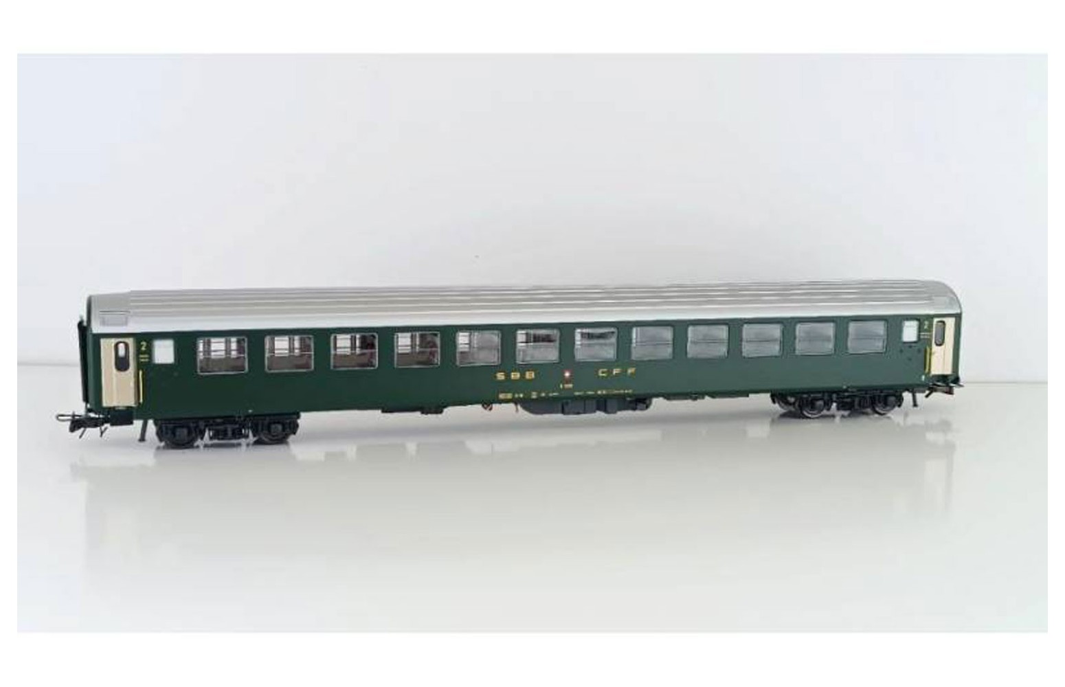 PIRATA H0 PI9721 - Carrozza Cuccetta 2'cl RIC Bc 5185, verde, tetto alluminio, SBB ep.III