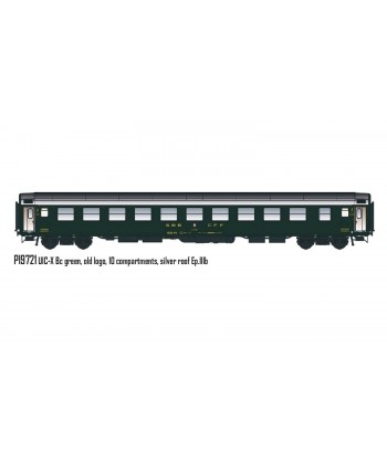 PIRATA H0 PI9721 - Carrozza Cuccetta 2'cl RIC Bc 5185, verde, tetto alluminio, SBB ep.III