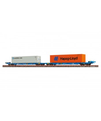 BRAWA H0 48109 Carro portacontainer Sffggmrrss 36 "MAERSK / Hapag-Lloyd" AAE