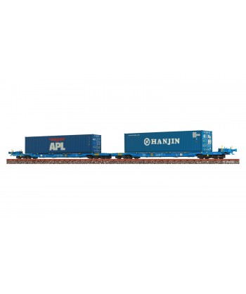 BRAWA H0 48110 Carro portacontainer Sffggmrrss 36 "APL / HANJIN" AAE
