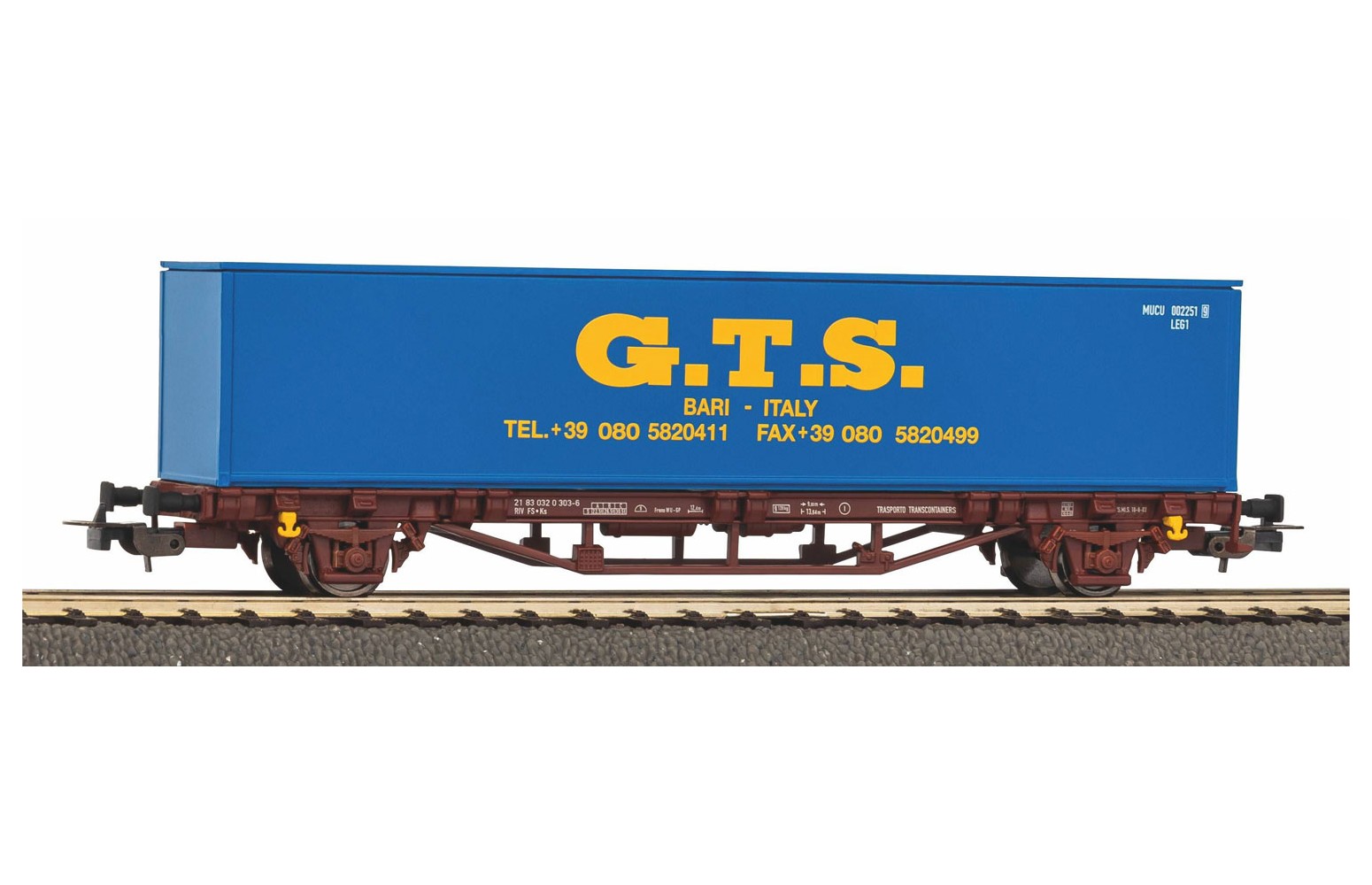 PIKO H0 27700 Carro pianale Ks con container da 40' "GTS" - FS Ep. V