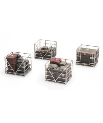 ARTITEC H0 387.222 – Gabbie in metallo su pallets con merci varie, resina 1:87