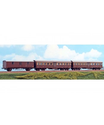 ACME H0 55205 Set treno Corbellini con 1 postale UM 7000 e 2 carrozze Corbellini castano isabella FS Ep. III
