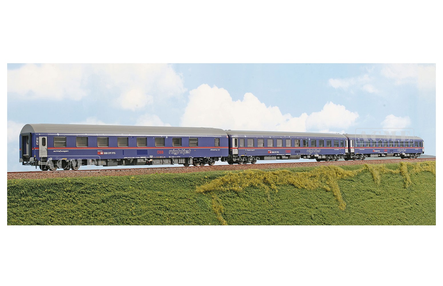 ACME H0 55316 - ÖBB Set da 3 pz.,1 c.za notte e 2 c.ze. cuccette in livrea Nightjet, ep. VI