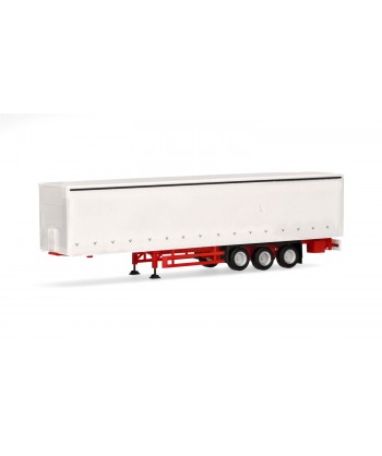 HERPA 076944-002 - semirimorchio telonato con sponde laterali, 3 assi, bianco - 1:87