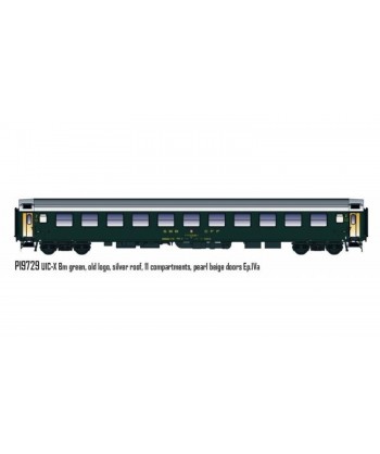 PIRATA H0 PI9729 - Carrozza UIC-X RIC Bm 2a cl, verde, Tetto Argento, SBB Ep.IVa