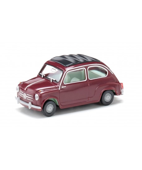 WIKIING 009908 - Fiat 600 con tettuccio, rosso vino - 1:87