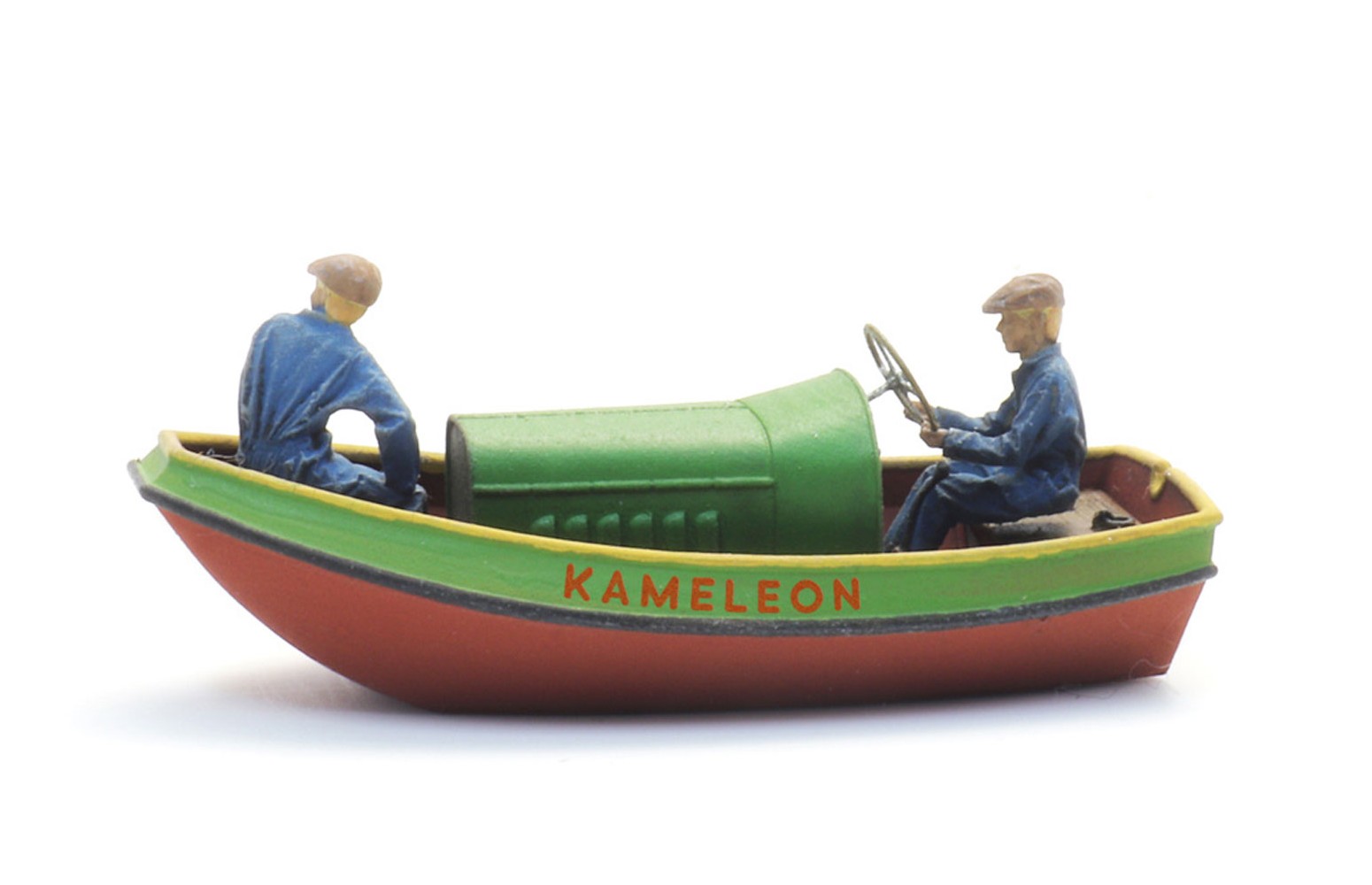 ARTITEC 387.587 - Barca a motore Kamaleon con 2 personaggi, resina , H0-1:87