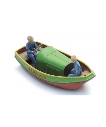 ARTITEC 387.587 - Barca a motore Kamaleon con 2 personaggi, resina , H0-1:87