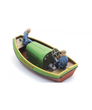 ARTITEC 387.587 - Barca a motore Kamaleon con 2 personaggi, resina , H0-1:87