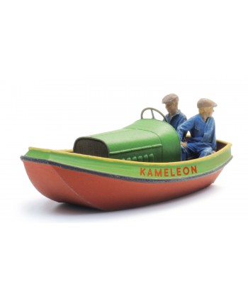 ARTITEC 387.587 - Barca a motore Kamaleon con 2 personaggi, resina , H0-1:87