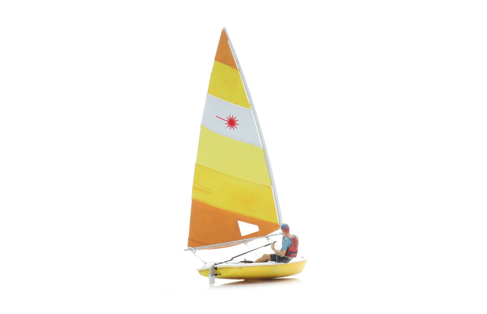 ARTITEC 387.593 - Barca a vela Laser con velista, resina , H0-1:87