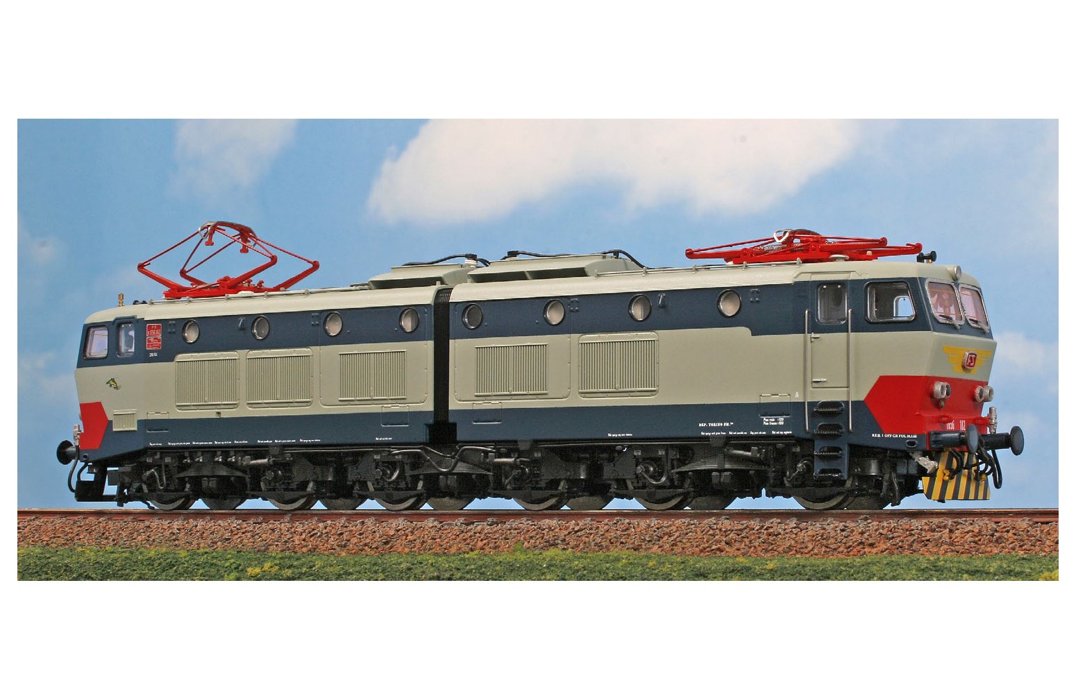 ACME H0 69397 Locomotiva el. E.656.182 (IV serie). Livrea d’origine con smorzatori, Dep. Torino Sm.to. FS ep. V *SOUND*