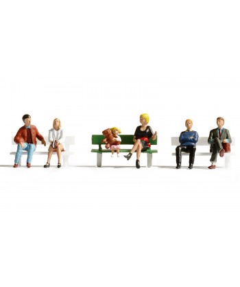 NOCH H0 15530 - Persone sedute (6 personaggi e 1 panchina)