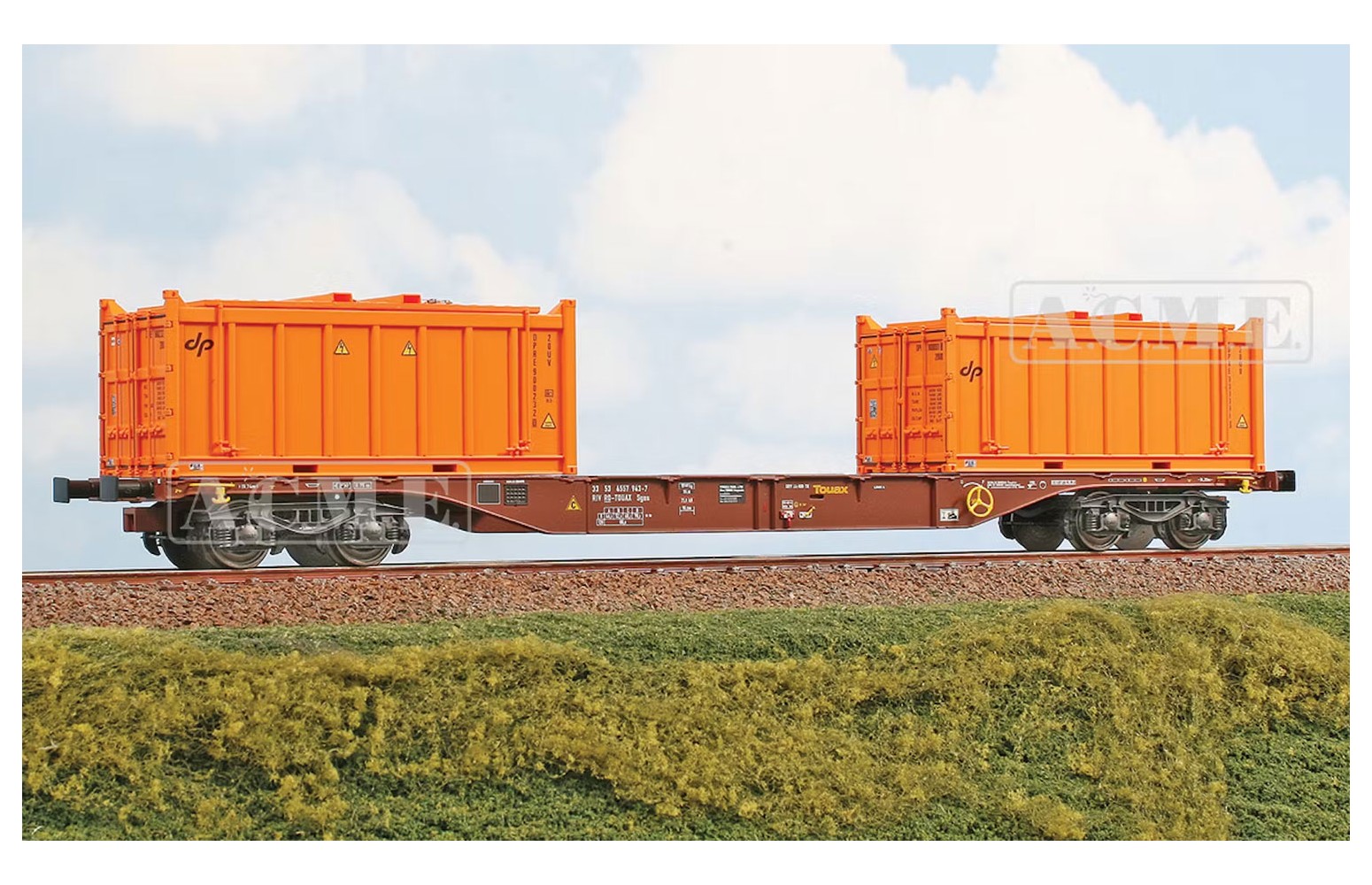 ACME H0 40431 Carro intermodale Tipo Sgns TOUAX da 60" con due container bulk "Dinazzano Po", ep.VI