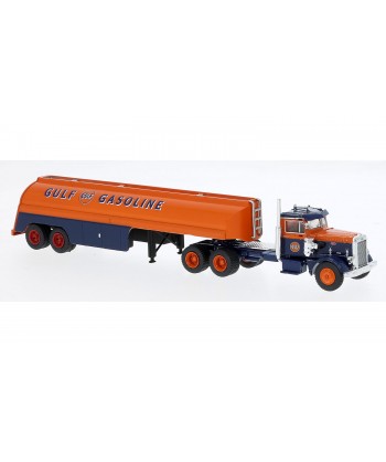 BREKINA 85763 - Peterbilt 281 con semirimorchio cisterna "gulf" - 1:87