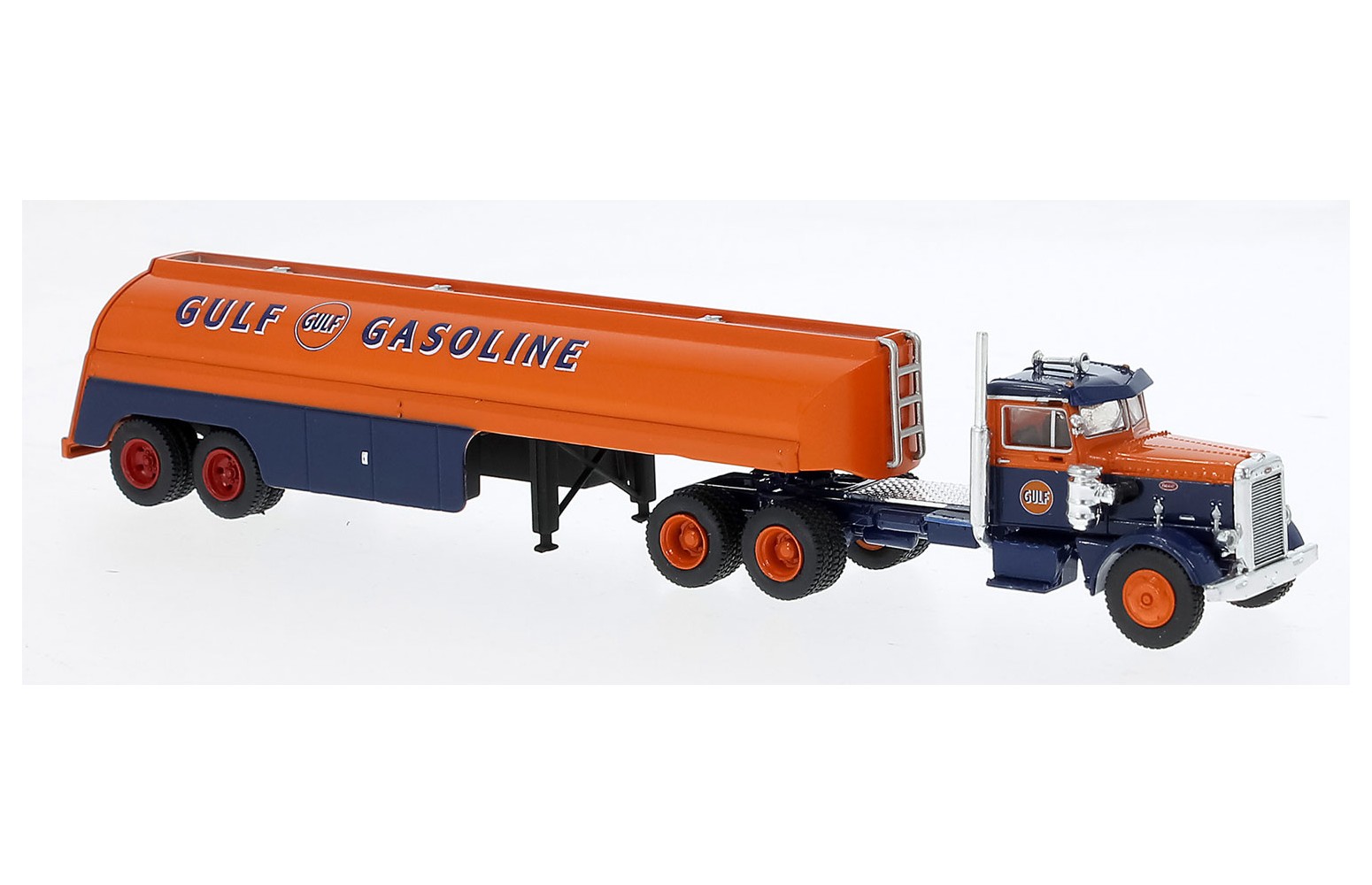 BREKINA 85763 - Peterbilt 281 con semirimorchio cisterna "gulf" - 1:87
