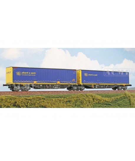 ACME H0 40384 Intermodale Tipo Sggmrss 90" GTS caricato con casse mobili 'Alberti e Santi', ep.VI