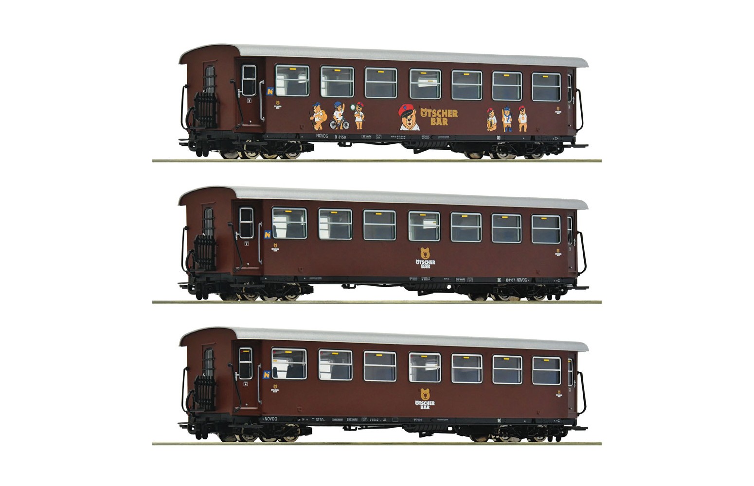 ROCO H0e 6240002 Set 3 pz. treno passeggeri “Ötscherbär”, NÖVOG ep. VI