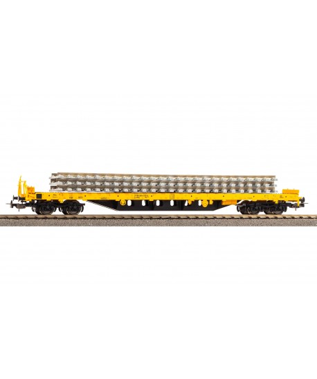 PIKO H0 24501 Carro Pianale Rs Bauzug Ep.VI  con una pila di traversine in calcestruzzo