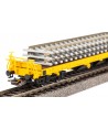 PIKO H0 24501 Carro Pianale Rs Bauzug Ep.VI  con una pila di traversine in calcestruzzo