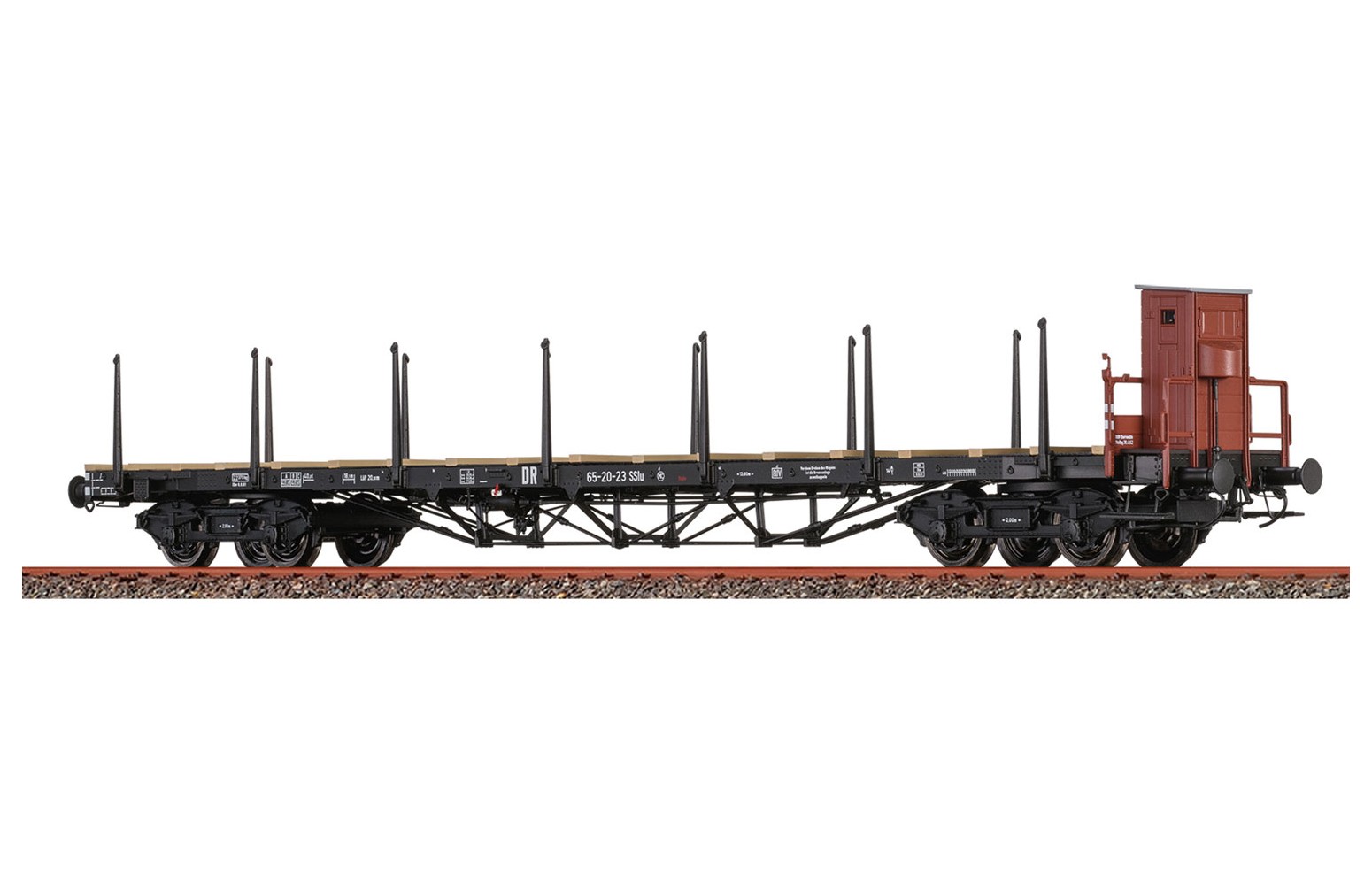 BRAWA H0 50653 Carro pianale a carrelli tipo SSlu 65 della DR, ep. III