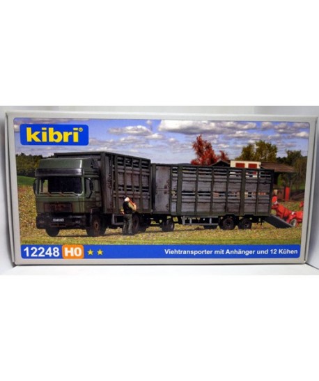 KIBRI 12248 – Autotreno MAN trasporto animali vivi con 12 mucche – in KIT 1:87