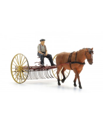 ARTITEC H0 387.609 Rastrello da fieno con cavallo e conducente