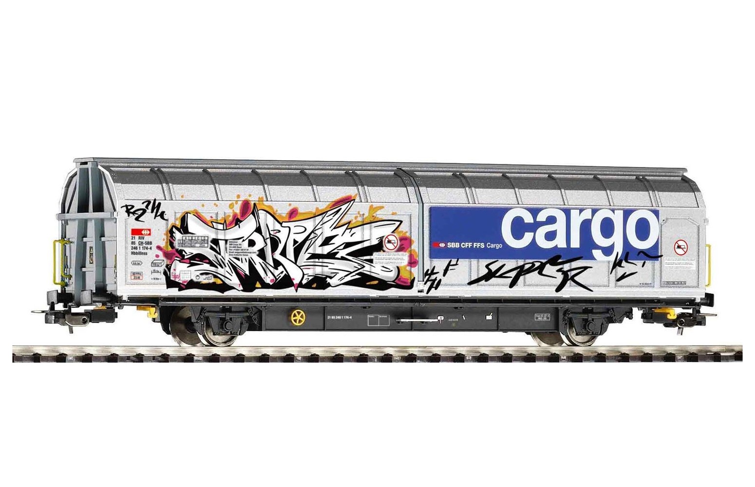 PIKO H0 97136 Carro a Pareti Scorrevoli con Graffiti SBB/FFS Ep.VI