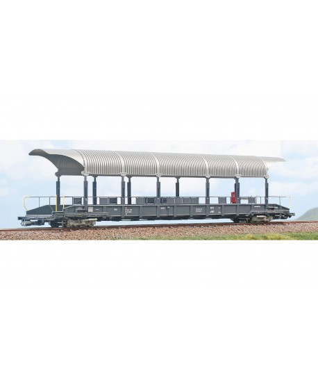 NME H0 538610 Carro trasporto auto BLS con tetto, dotato di illuminazione, epoca VI