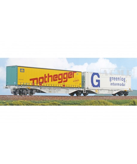 ACME 40391 Carro Sggmrss 90'  AAE 2x casse mobili NOTHEGGER + Greenlog Intermodal