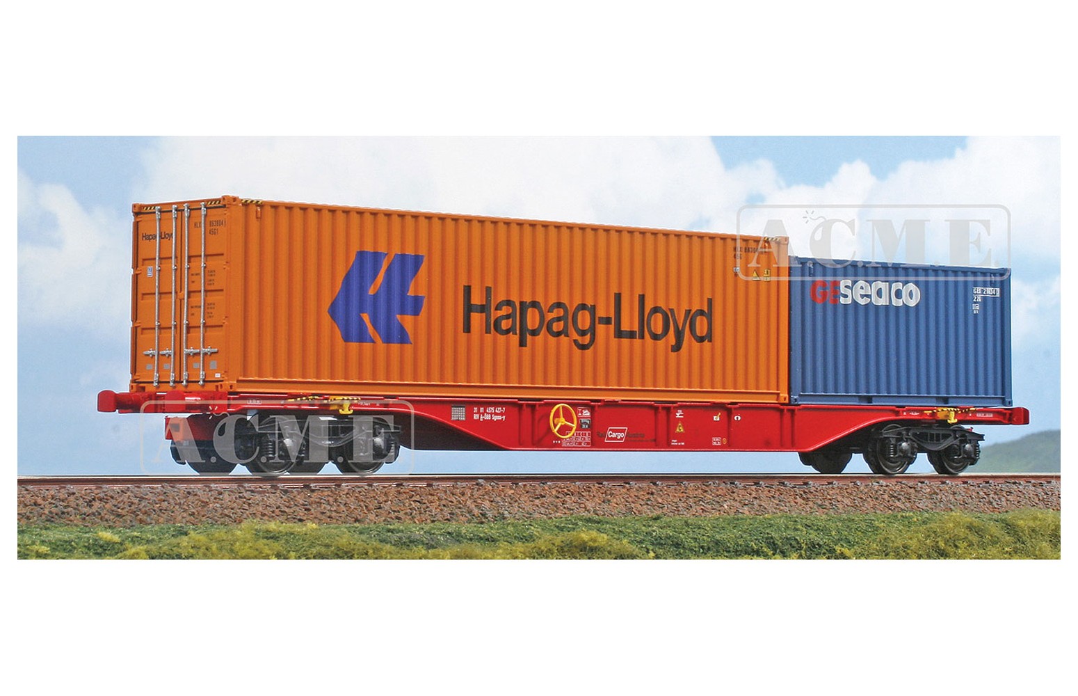 ACME H0 40413 Carro Sgnss Rail Cargo Austria container 40ft HAPAG LLOYD 20 GESEACO