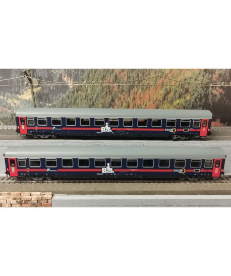 RIVAROSSI H0 HR 4357 - Set 2 carrozze UIC-Z1 ristrutturate, IntercityNotte Basic  FS VI
