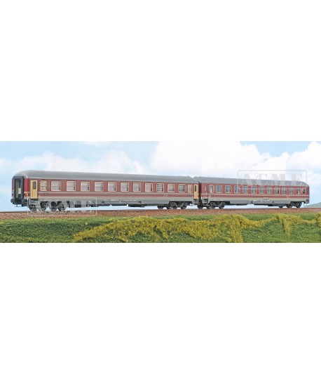 ACME H0 55324 - set 2 carrozze, rosso fegato, Espresso notturno, FS ep. V