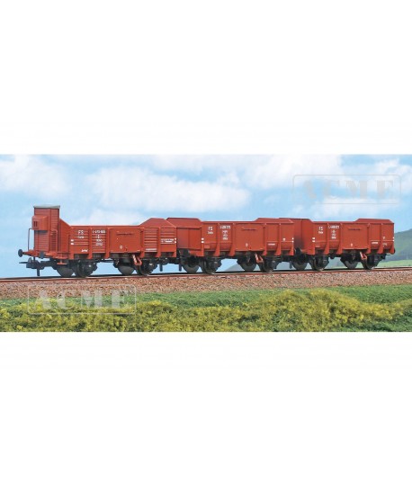 ACME H0 45184 Set di tre carri a sponde Tipo L (1919, 1940 e 1945), con e senza garitta, FS Ep. III