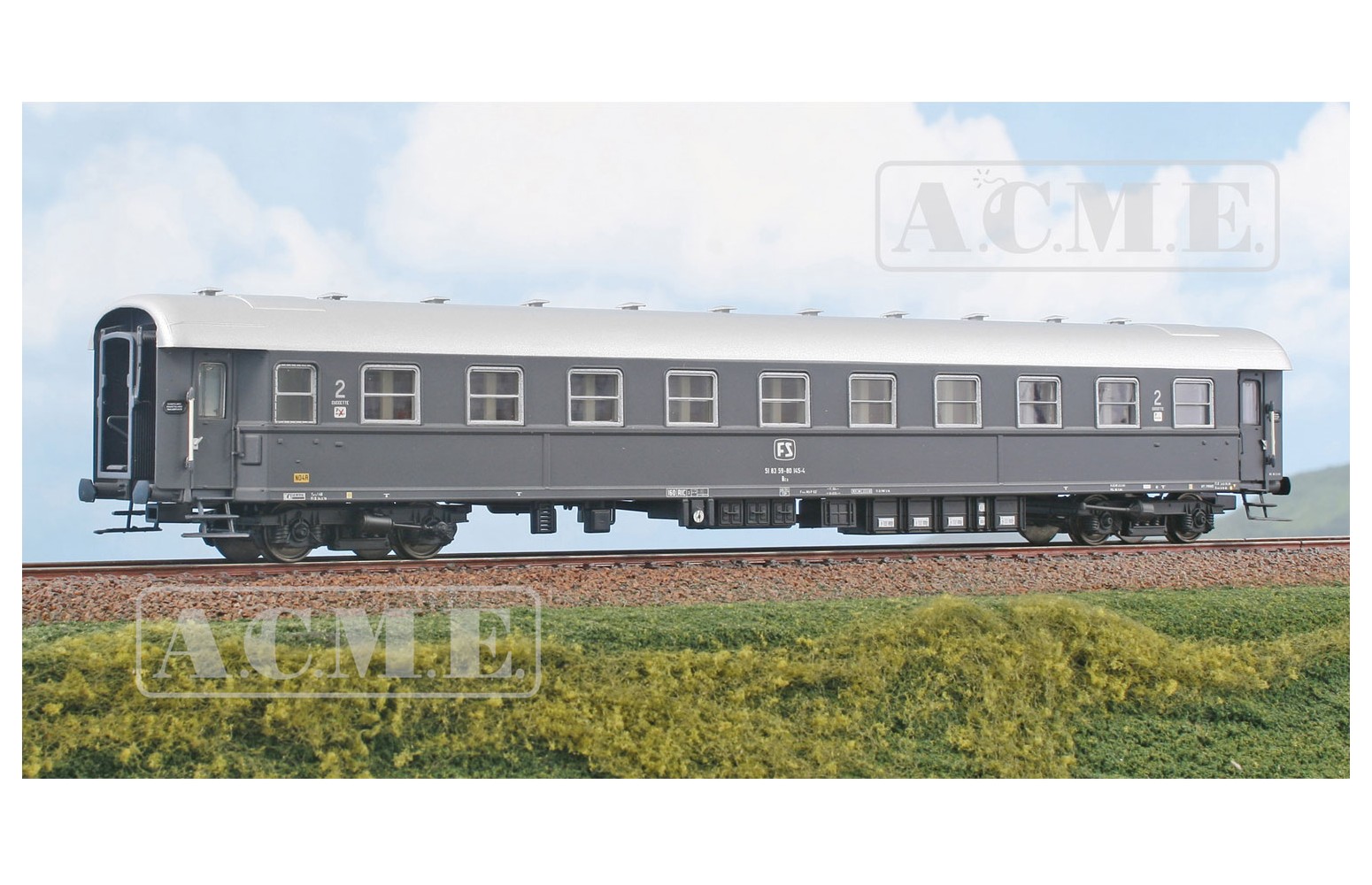ACME H0 50532 Carrozza a cuccette di 2a classe Tipo 1959, livrea grigio ardesia. FS Ep. IV