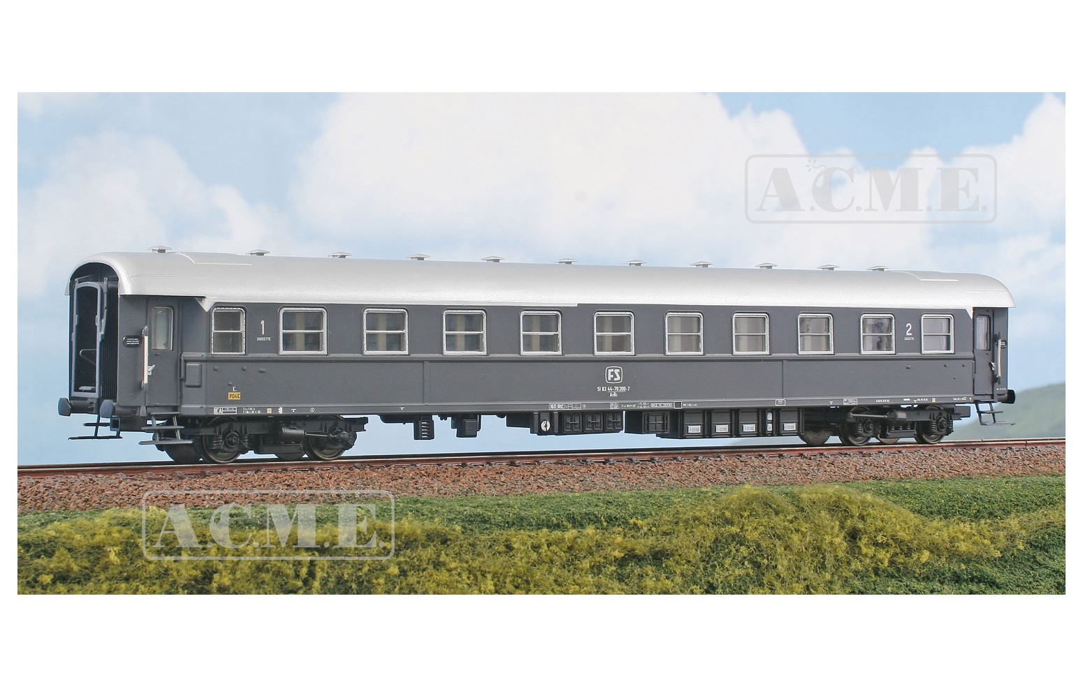 ACME H0 50536 Carrozza a cuccette mista di 1a/2a classe Tipo 1959, livrea grigio ardesia. FS Ep. IV