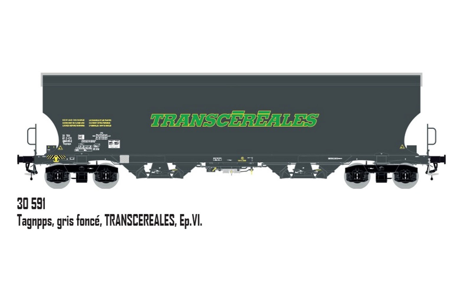 L.S. MODELS H0 30591 Carro Tagnpps Grigio scuro, TRANSCEREALES SNCF, ep. VI