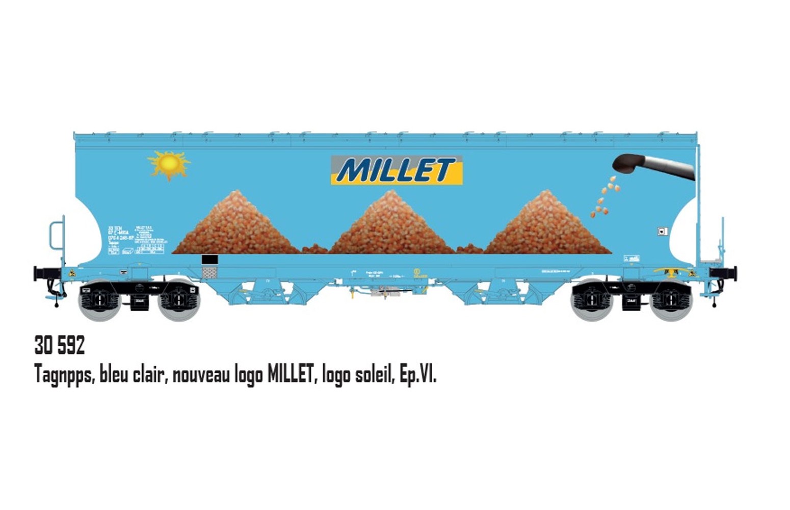 L.S. MODELS H0 30592 Carro Tagnpps azzurro, MILLET SNCF, ep. VI