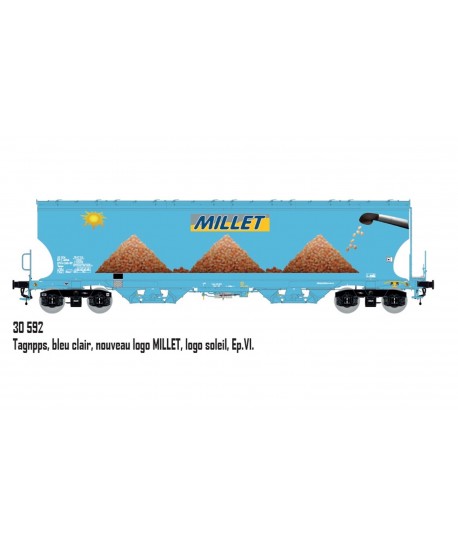 L.S. MODELS H0 30592 Carro Tagnpps azzurro, MILLET SNCF, ep. VI