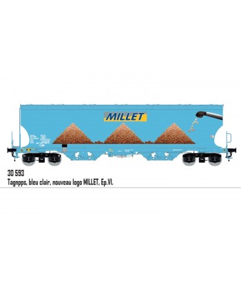 L.S. MODELS H0 30593 Carro Tagnpps azzurro, MILLET SNCF, ep. VI