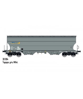 L.S. MODELS H0 30594 Carro Tagnpps grigio, MILLET SNCF, ep. VI