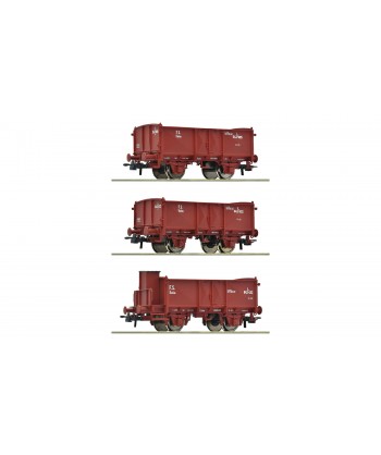 ROCO H0 6600088 Set da 3 pezzi: carri merci aperti, FS Ep. II-III