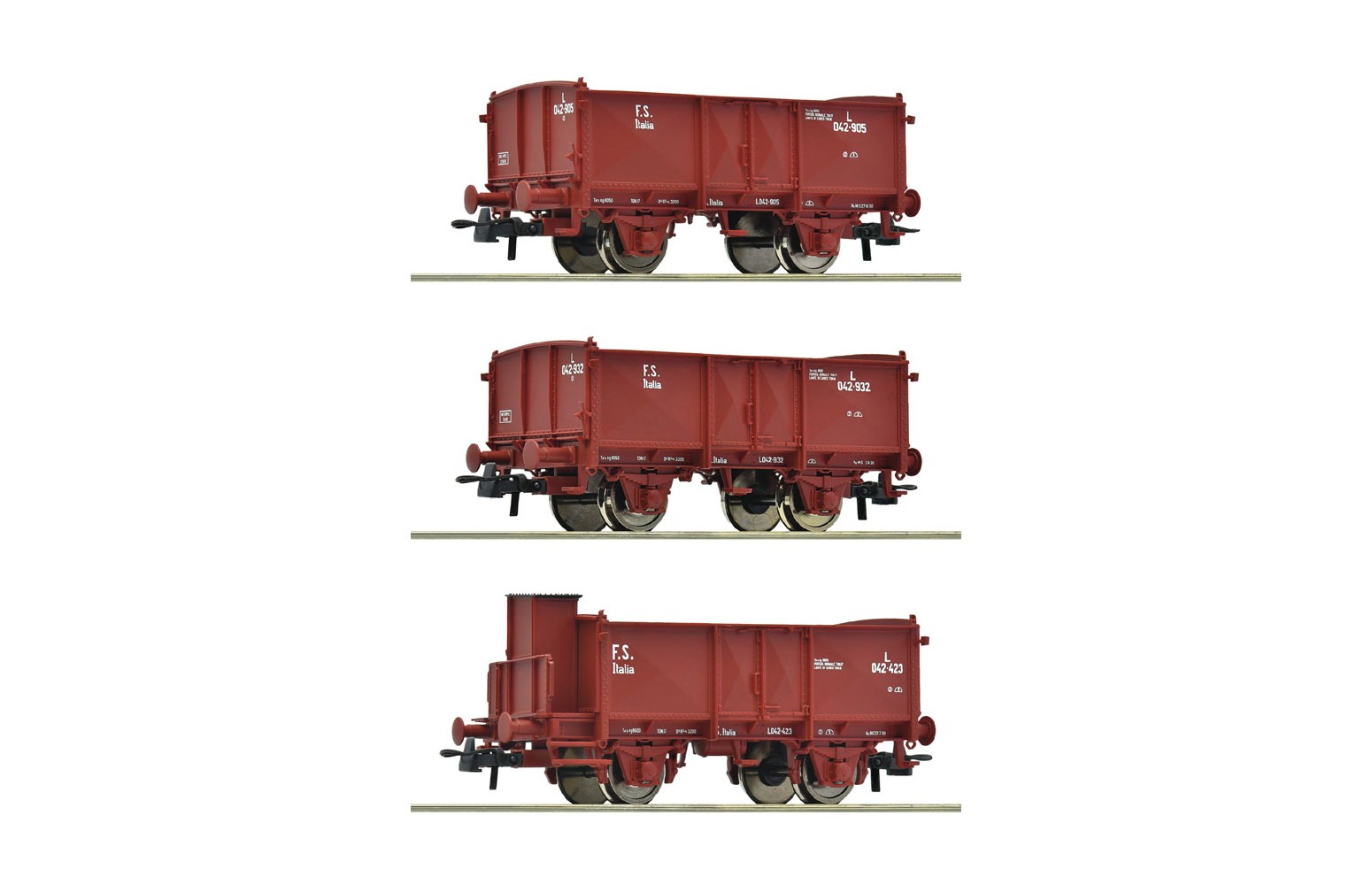 ROCO H0 6600088 Set da 3 pezzi: carri merci aperti, FS Ep. II-III